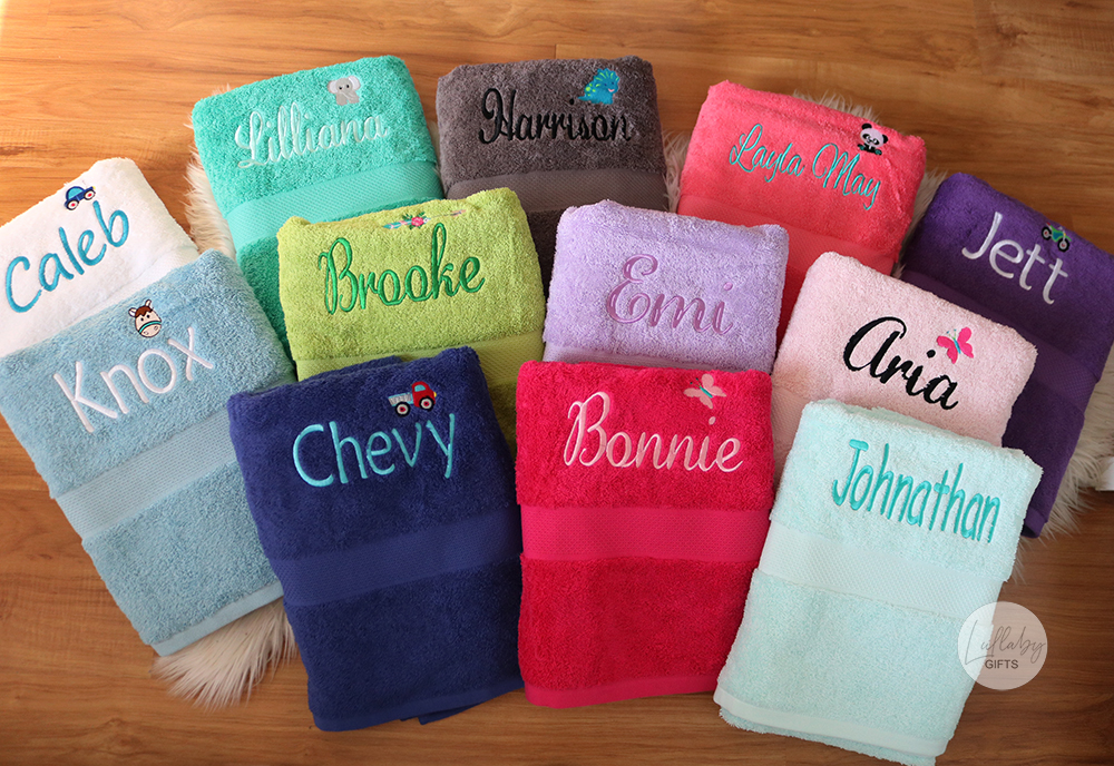 Personalized Script Hooded Towel Your Choice Of Towel Color And Font Color 